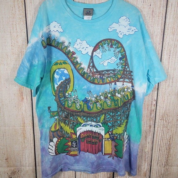Liquid Blue Other - Rare 1993 Grateful Dead Roller Coaster Carnival Tye Dye Liquid Blue L Shirt EUC